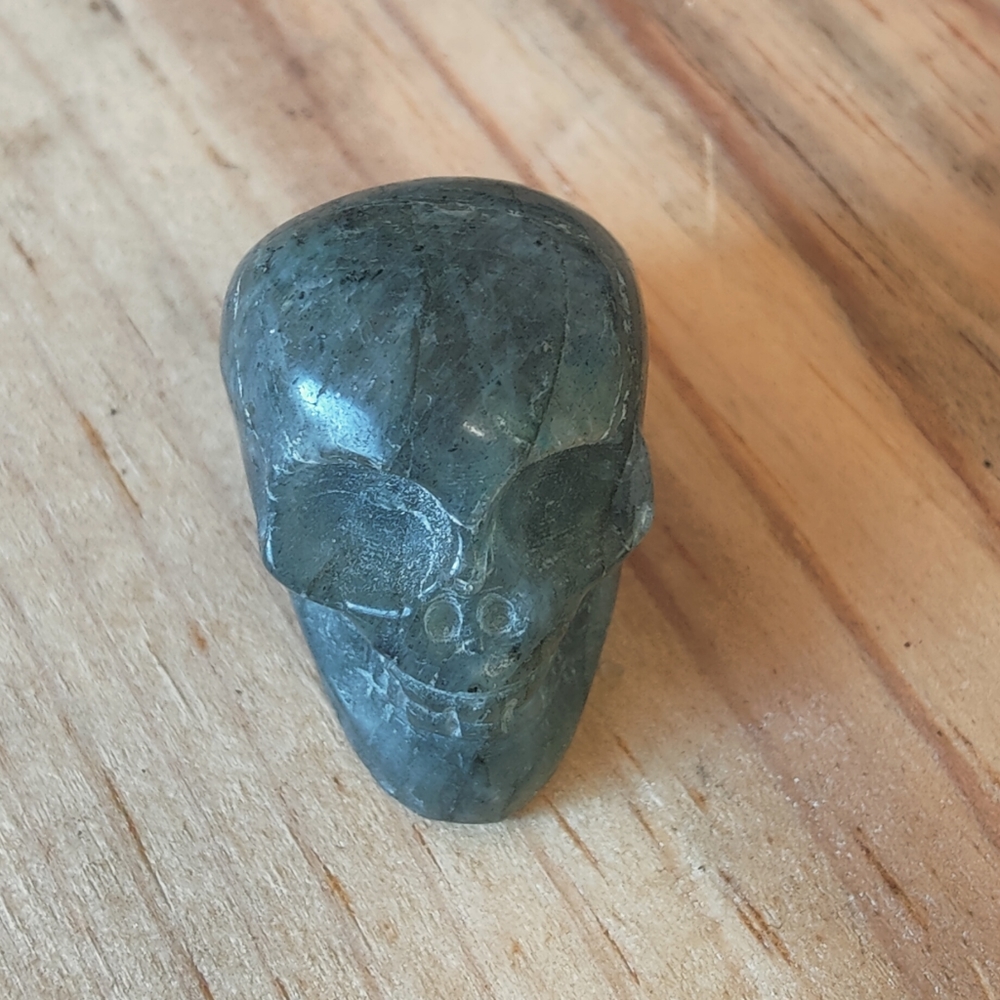 Hand carved skull labradorite